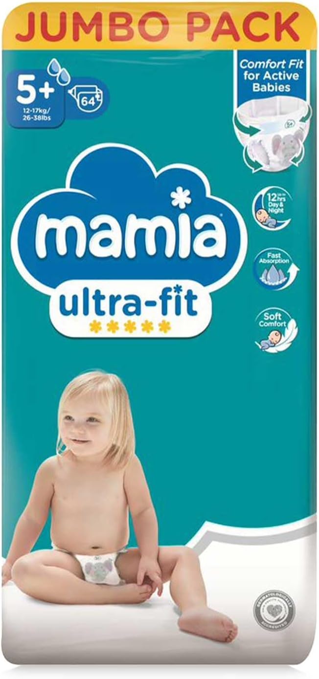 Mamia Pack of 64 Jumbo Diapers Size 5+