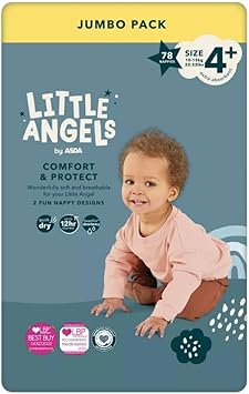 ASDA Little Angels Jumbo Diapers, Size 4+, 78 Pack